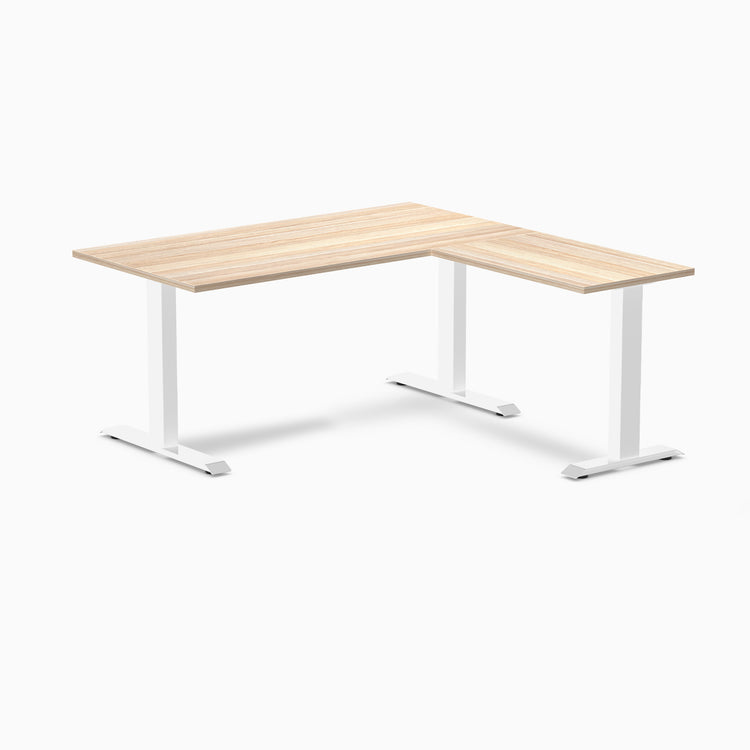 Zero laminate l-shape desk - classic oak laminate - white - 60"