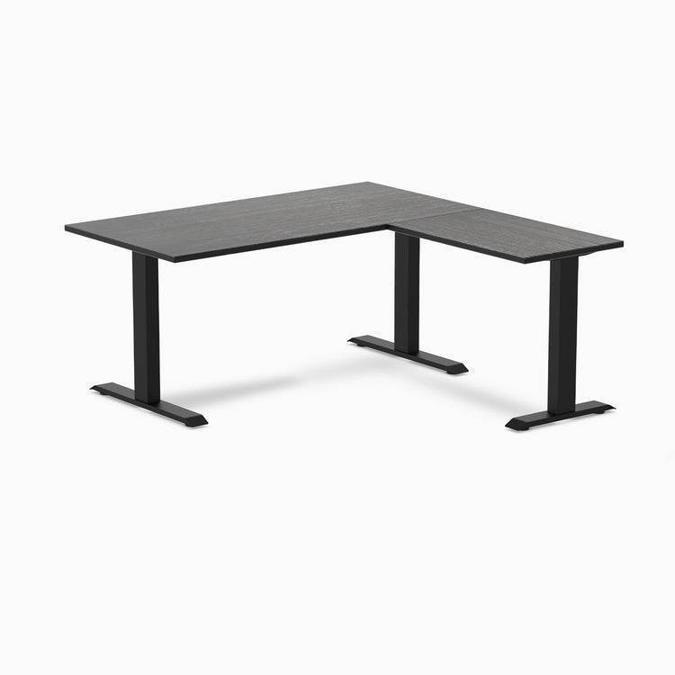 Zero bamboo l-shape desk - Dark Bamboo - black - 60"