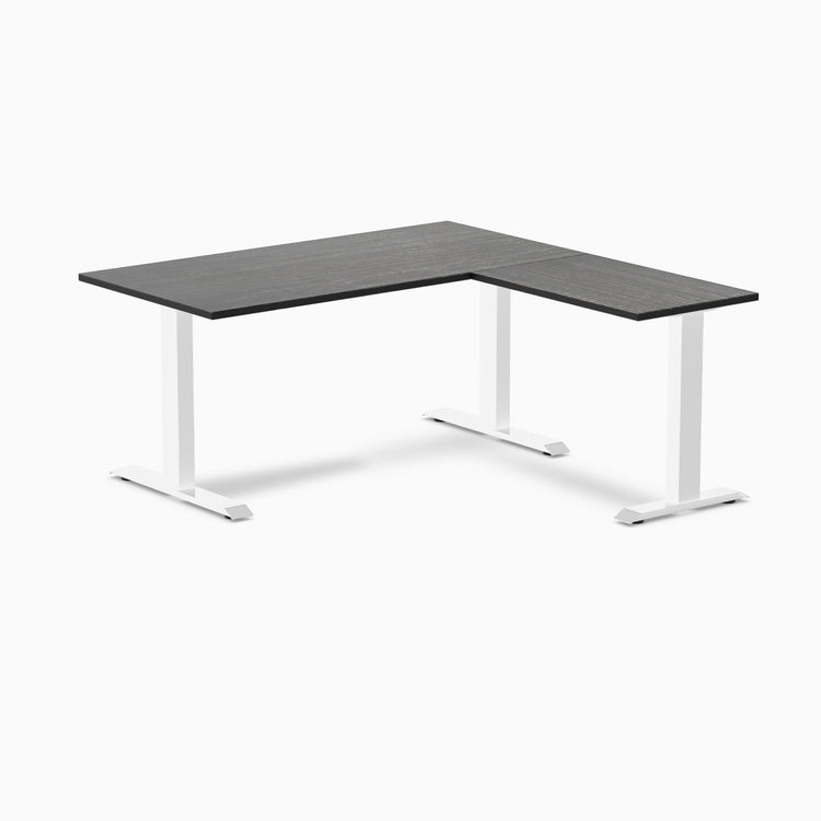 Zero bamboo l-shape desk - Dark Bamboo - white - 60"