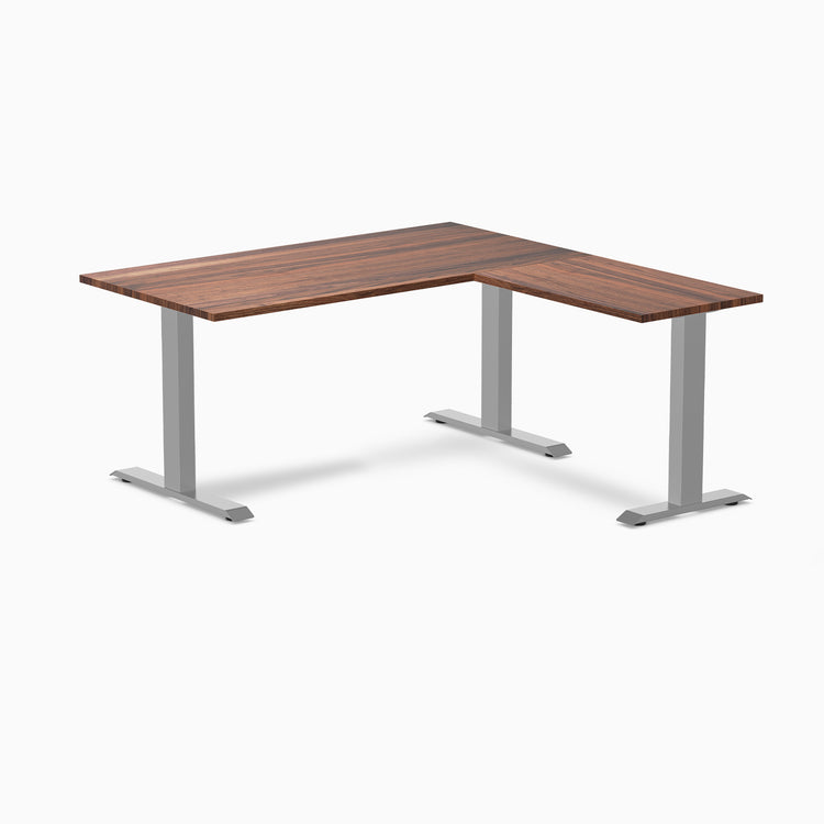 zero hardwood l-shape office desk - walnut grey - 60"