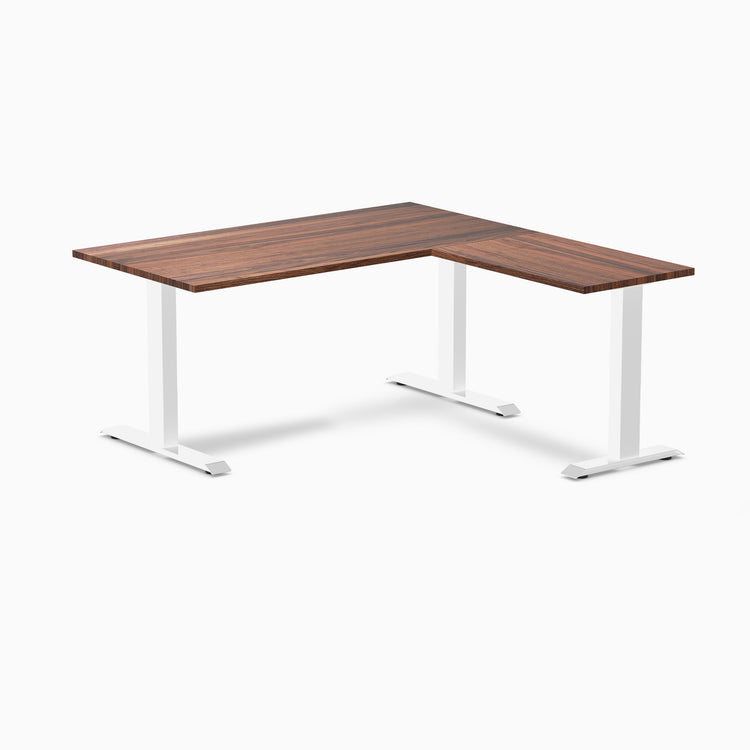 zero hardwood l-shape office desk - walnut white - 60"