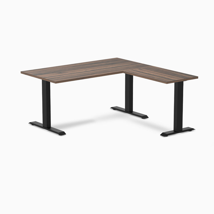 Zero laminate l-shape desk - jarrah legno laminate - black - 60"