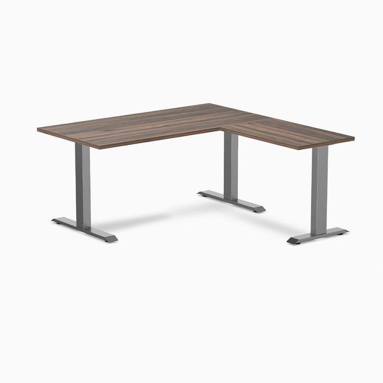 Zero laminate l-shape desk - jarrah legno laminate - space grey - 60"