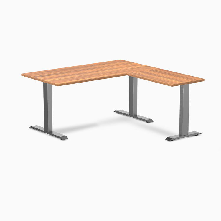 Zero laminate l-shape desk - prime oak aminate - space grey - 60"