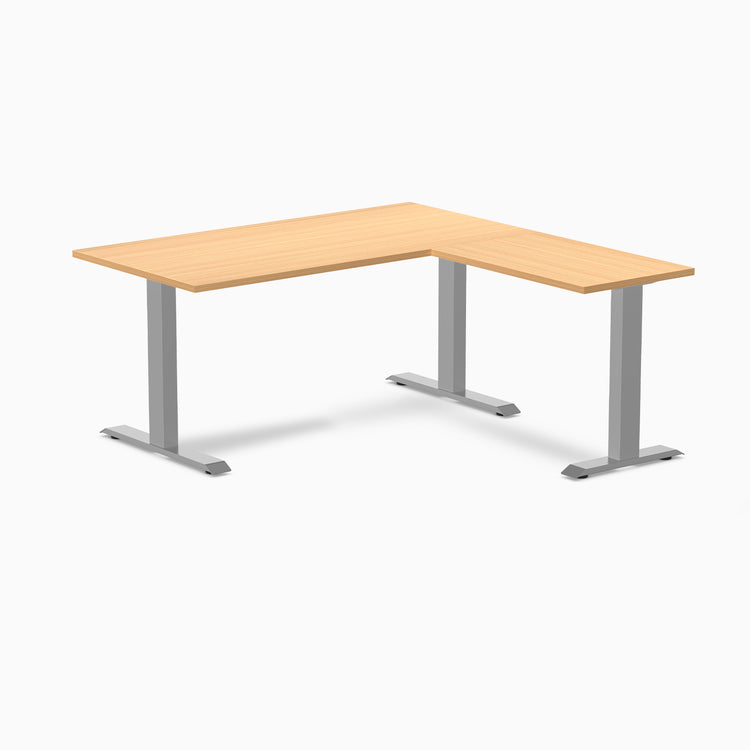 Zero laminate l-shape desk - select beech laminate - grey - 60"