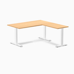 Zero laminate l-shape desk - select beech laminate - white - 60"