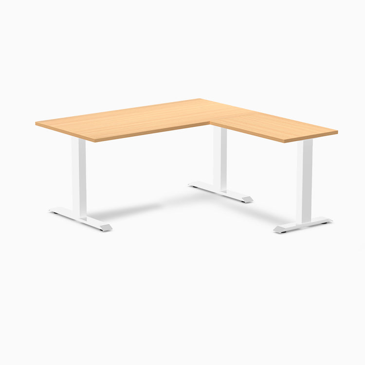 Zero laminate l-shape desk - select beech laminate - white - 60"