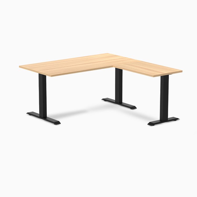 Zero laminate l-shape desk - sublime teak laminate - black - 60"