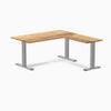 zero hardwood l-shape office desk - teak grey - 60"