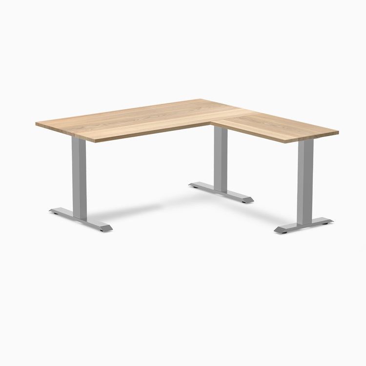 zero hardwood l-shape office desk - white ash grey - 60"