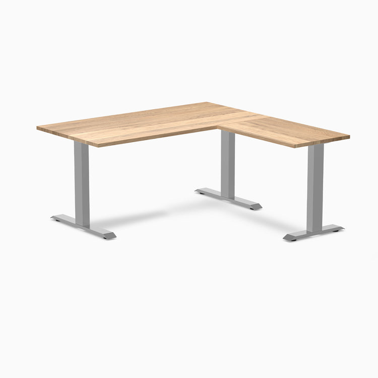 zero hardwood l-shape office desk - white oak grey - 60"