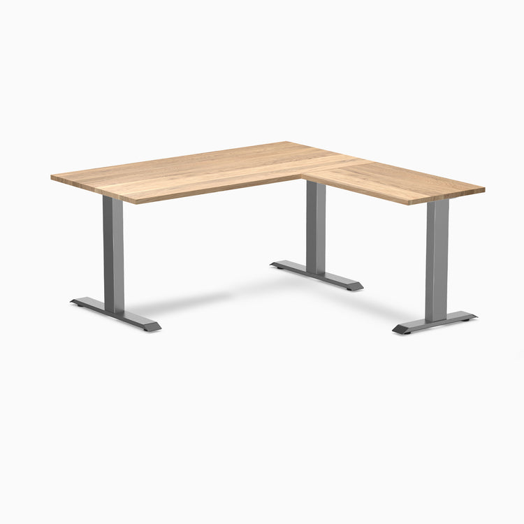 zero hardwood l-shape office desk - white oak space grey - 60"