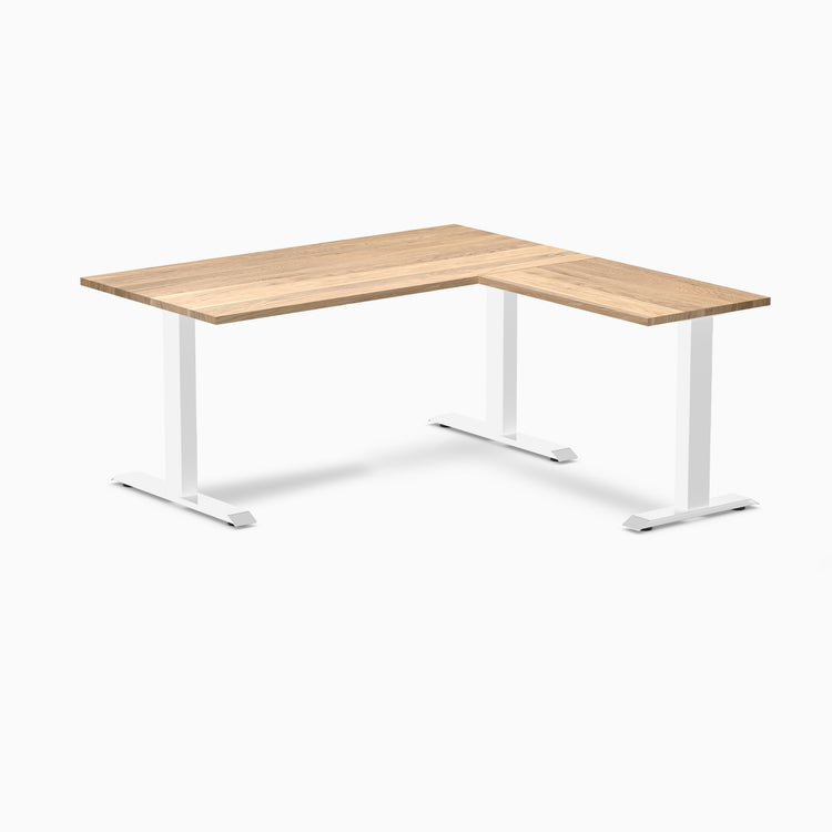 zero hardwood l-shape office desk - white oak white - 60"