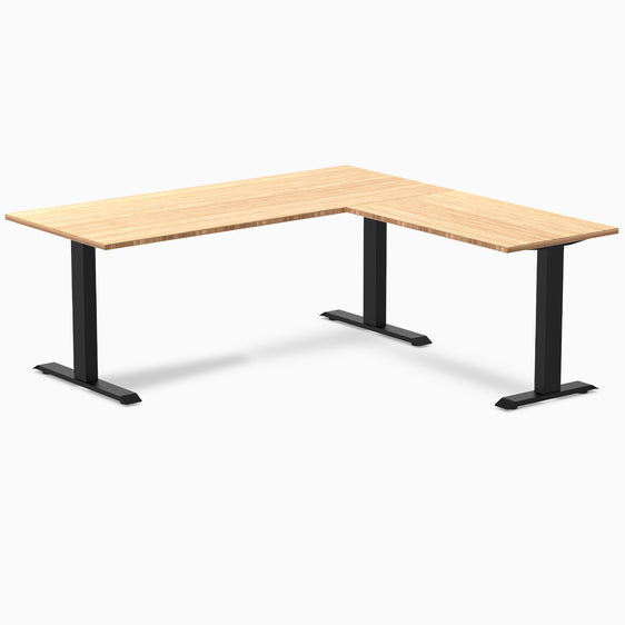 Zero bamboo l-shape desk - Natural Bamboo - black - 72"