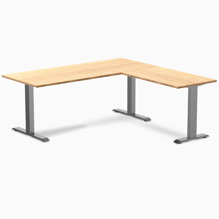 Zero bamboo l-shape desk - Natural Bamboo - space grey - 72"