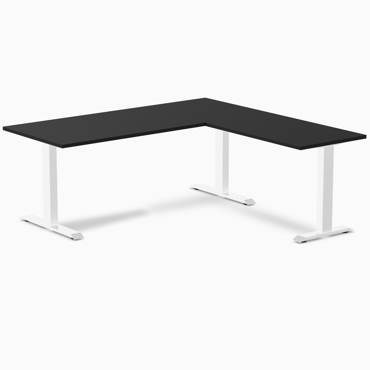 Zero laminate l-shape desk - black laminate - white - 72"