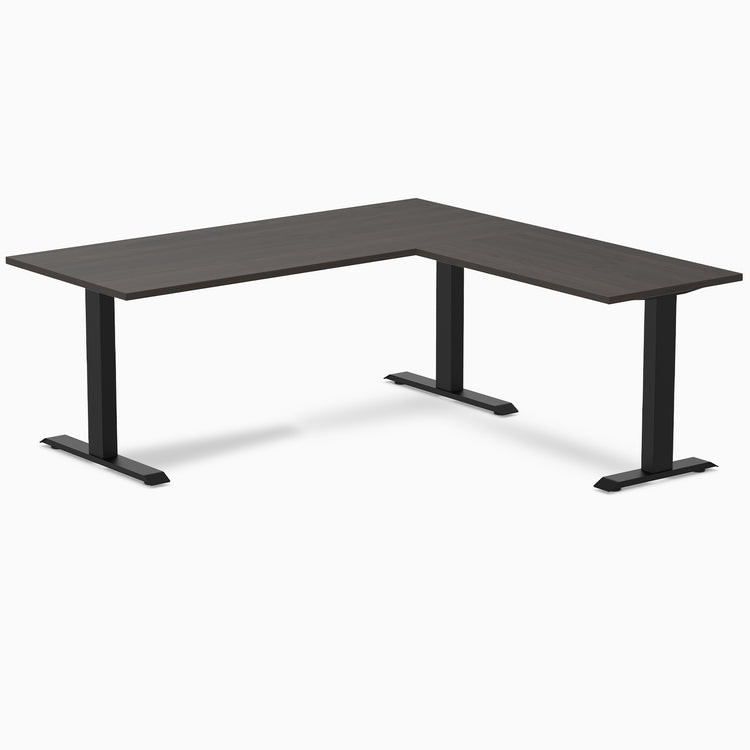 Zero laminate l-shape desk - burnished wood laminate - black - 72"