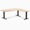 Zero laminate l-shape desk - classic oak laminate - black - 72"