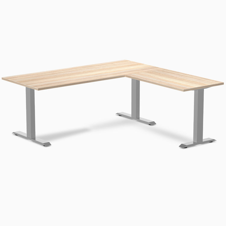 Zero laminate l-shape desk - classic oak laminate - grey - 72"