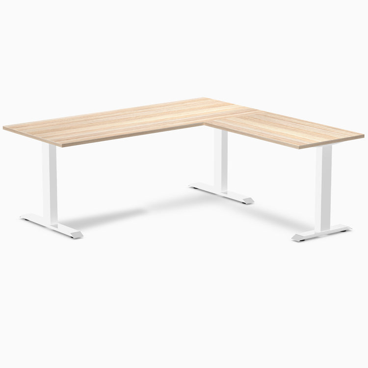 Zero laminate l-shape desk - classic oak laminate - white - 72"