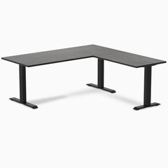 Zero bamboo l-shape desk - Dark Bamboo - black - 72"