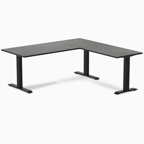 Zero bamboo l-shape desk - Dark Bamboo - black - 72"