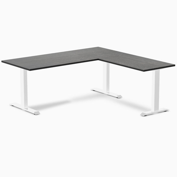 Zero bamboo l-shape desk - Dark Bamboo - white - 72"
