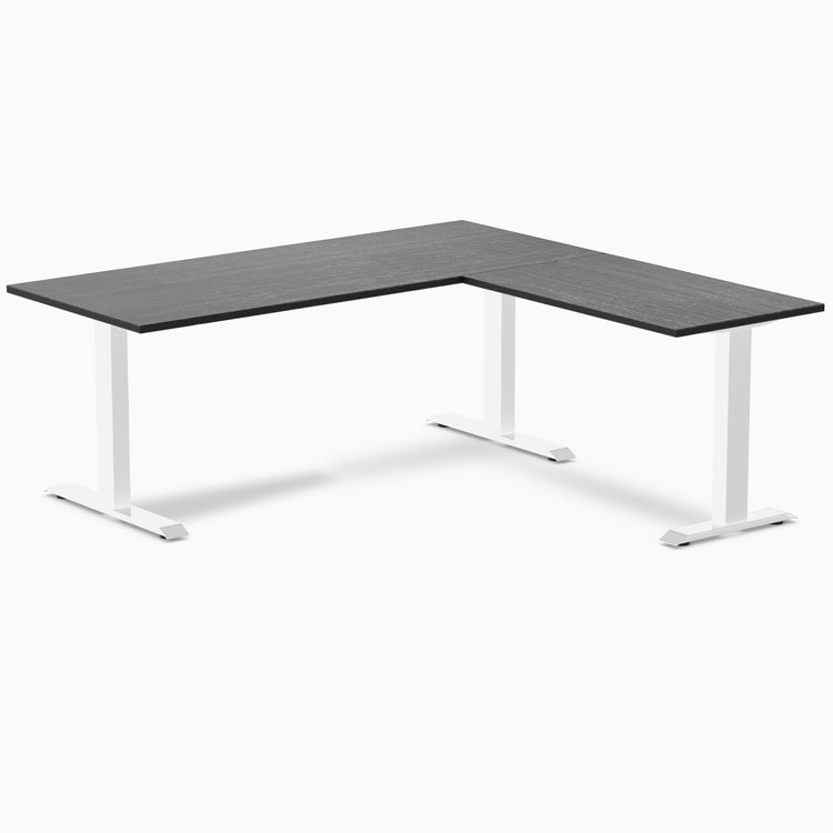 Zero bamboo l-shape desk - Dark Bamboo - white - 72"