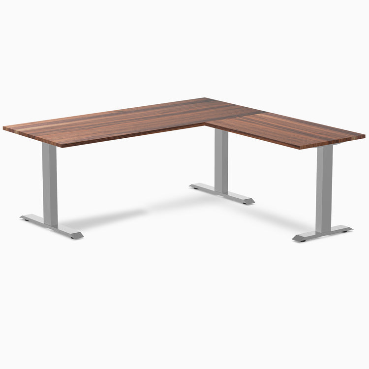 zero hardwood l-shape office desk - walnut grey - 72"