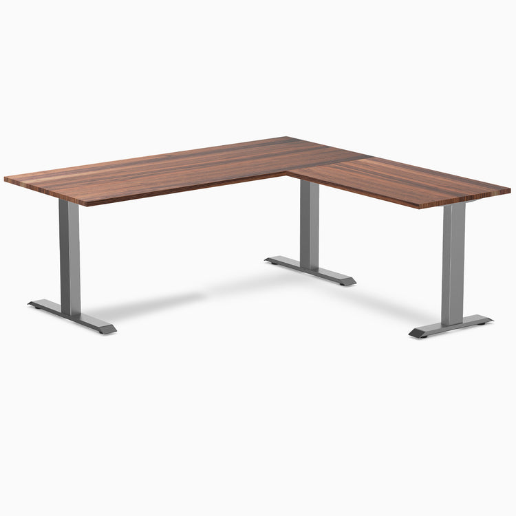 zero hardwood l-shape office desk - walnut space grey- 72"