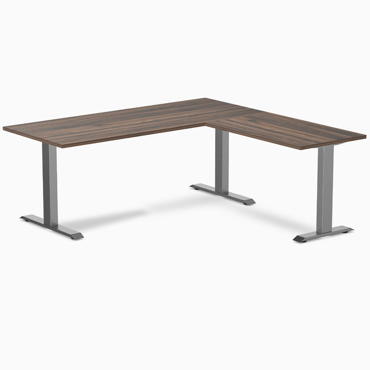 Zero laminate l-shape desk - jarrah legno laminate - space grey- 72"