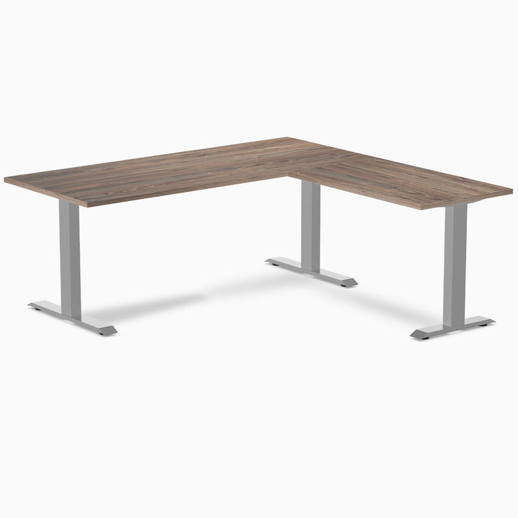 Zero laminate l-shape desk - natural walnut laminate - grey - 72"