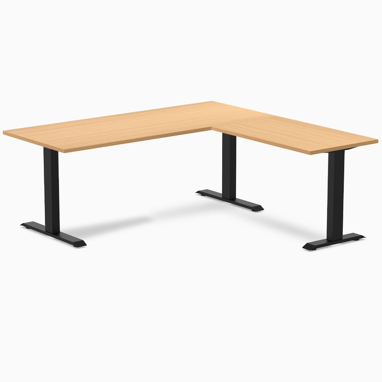 Zero laminate l-shape desk - select beech laminate - black - 72"