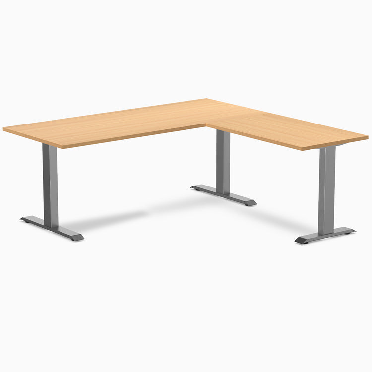 Zero laminate l-shape desk - select beech laminate - space grey - 72"