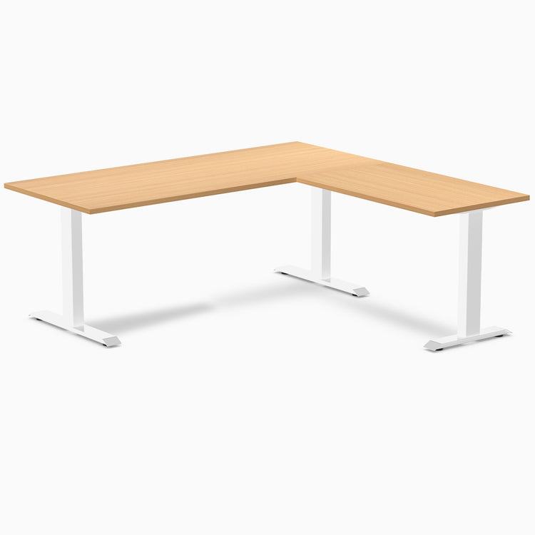 Zero laminate l-shape desk - select beech laminate - white - 72"