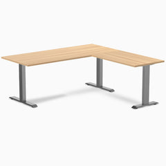 Zero laminate l-shape desk - sublime teak laminate - space grey - 72"