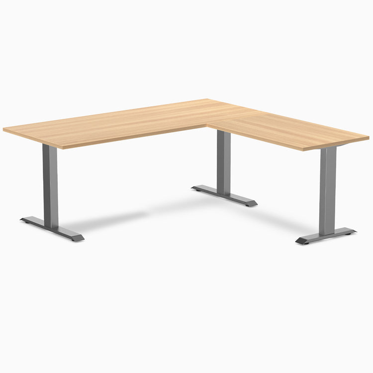 Zero laminate l-shape desk - sublime teak laminate - space grey - 72"