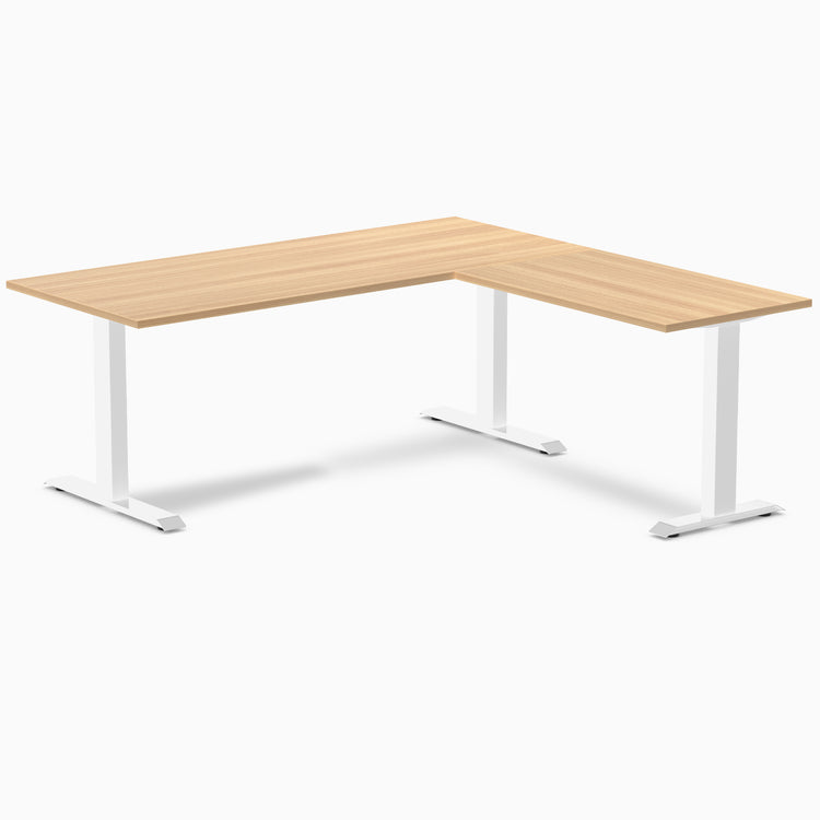 Zero laminate l-shape desk - sublime teak laminate - white - 72"