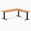 zero hardwood l-shape office desk - teak black - 72"