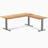 zero hardwood l-shape office desk - teak space grey - 72"