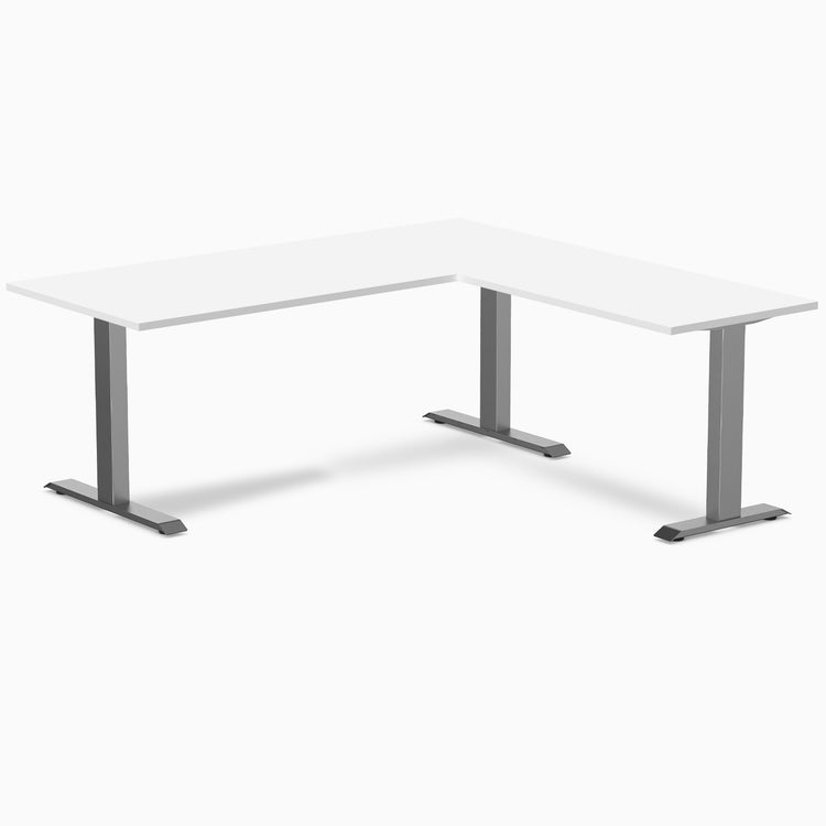 Zero laminate l-shape desk - white laminate - space grey - 72"