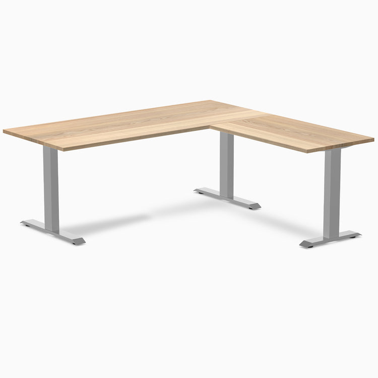 zero hardwood l-shape office desk - white ash grey - 72"