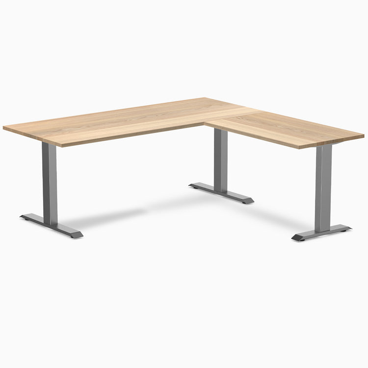 zero hardwood l-shape office desk - white ash space grey - 72"