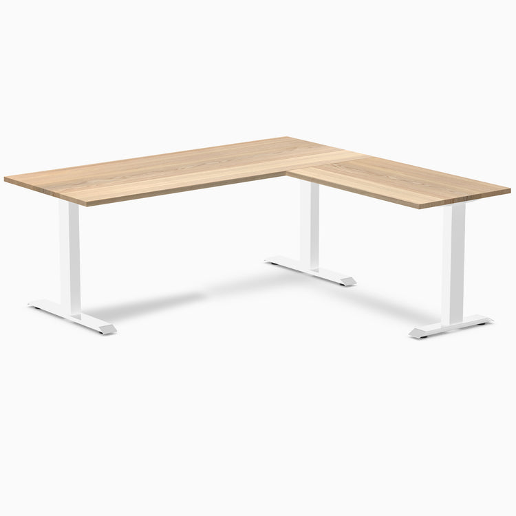 zero hardwood l-shape office desk - white ash white - 72"