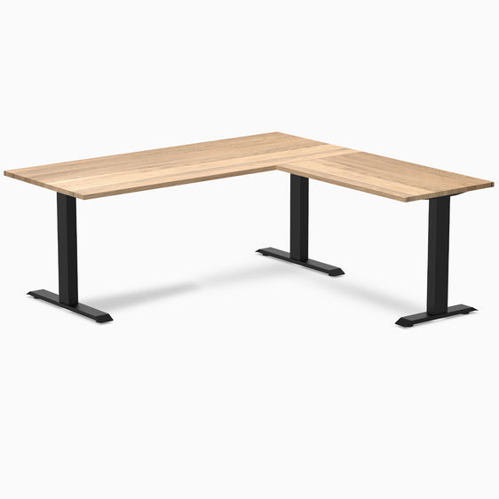 zero hardwood l-shape office desk - White Oak black - 72"