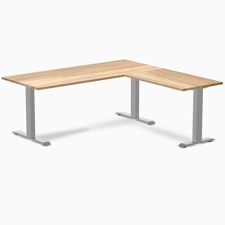 zero hardwood l-shape office desk - white oak grey - 72"