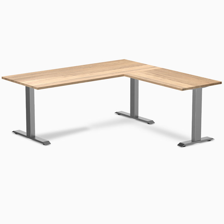 zero hardwood l-shape office desk - white oak space grey - 72"