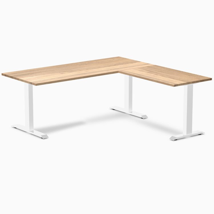 zero hardwood l-shape office desk - white oak white - 72"