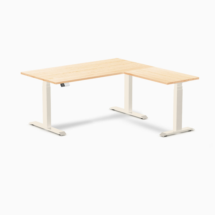 Bureau assis-debout en forme de L en bois dur Desky
