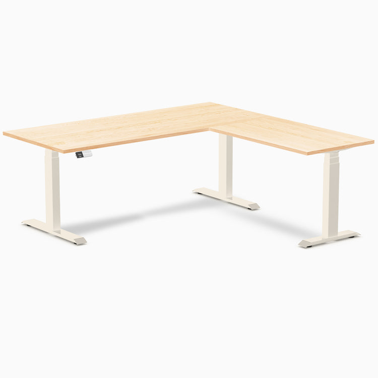 Bureau assis-debout en forme de L en bois dur Desky